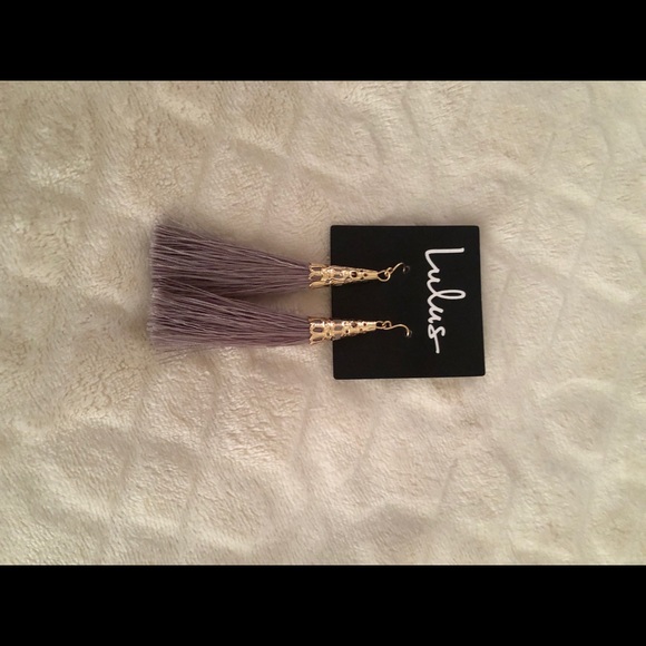Grey Tassel Earrings - Picture 1 of 2